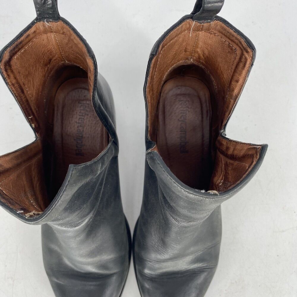 Jeffrey Campbell Oriley Booties Black Leather Pull On Ankle Boots Womens 6 - Picture 6 of 11